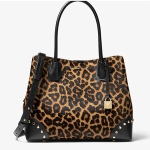 *NEW* Michael kors Mercer Gallery Medium Leopard Calf Hair Satchel
